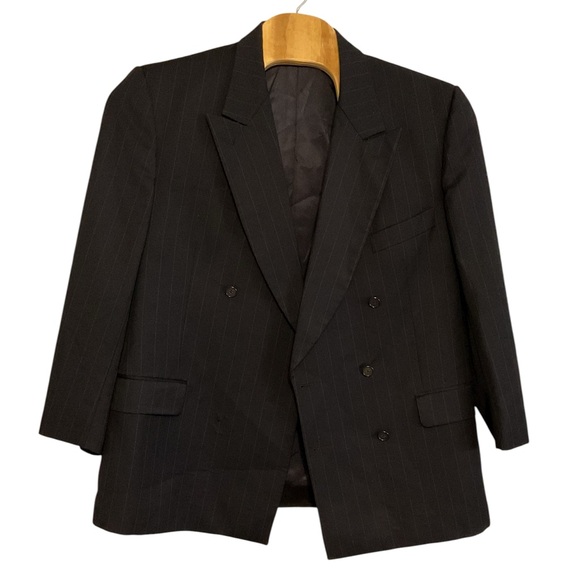 Yves Saint Laurent Pinstripe Black Suit Jacket size 40 pants waist 36 - Picture 1 of 10